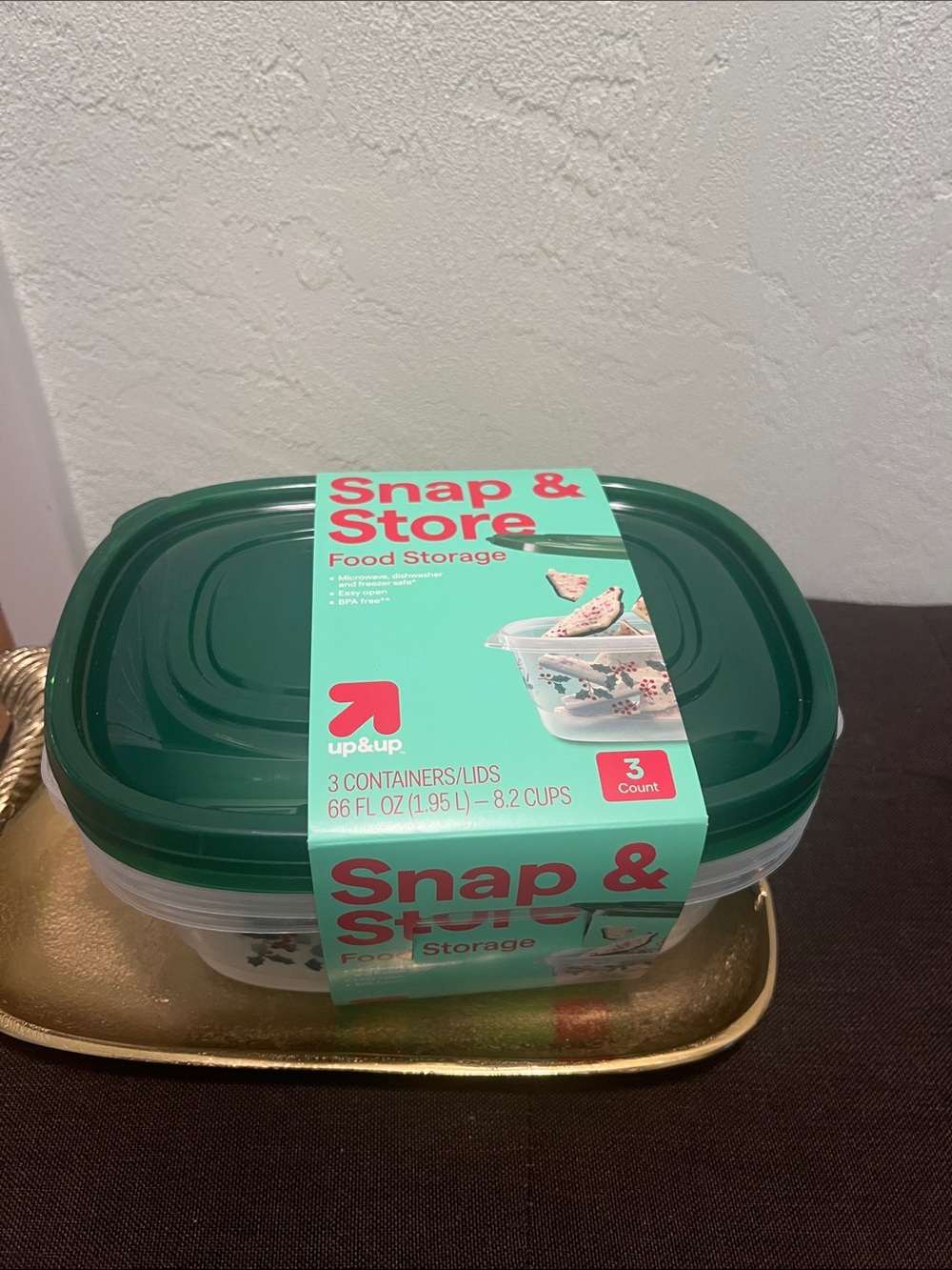 #2082** Christmas up&up Snap & Store Food Storage Containers - Green Lids